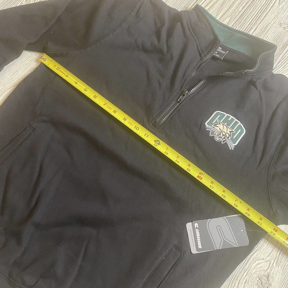 Colosseum OU Ohio Bobcats Logo 1/4 Zip Pullover Men’s M Black Jacket Pockets NWT - Picture 9 of 12